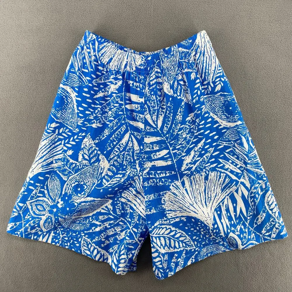 Vtg NOS 80s 90s Two Potato Resortwear Matching Vacation Set Botanical Print Blue